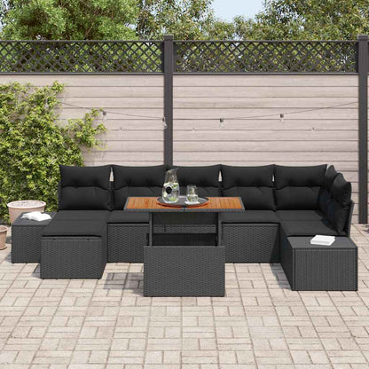 vidaXL Ensemble de canapés de jardin avec coussins 8 pcs Noir et marron