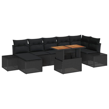 vidaXL Ensemble de canapés de jardin avec coussins 8 pcs Noir et marron