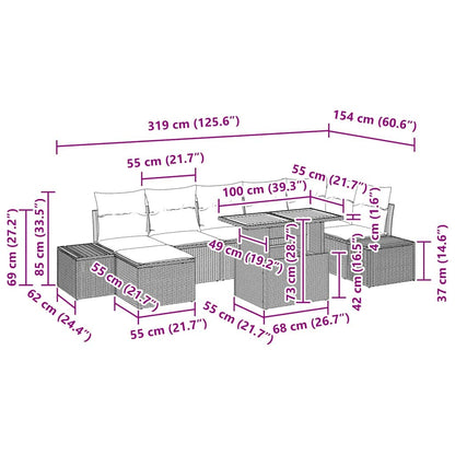 vidaXL Ensemble de canapés de jardin avec coussins 8 pcs Noir et marron