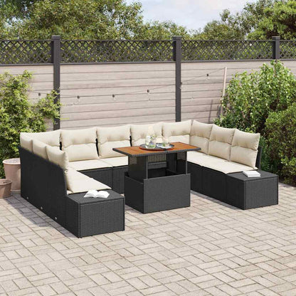 vidaXL Ensemble de salle à manger de jardin avec coussins 10 pcs Noir et crème