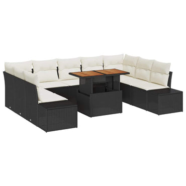 vidaXL Ensemble de salle à manger de jardin avec coussins 10 pcs Noir et crème