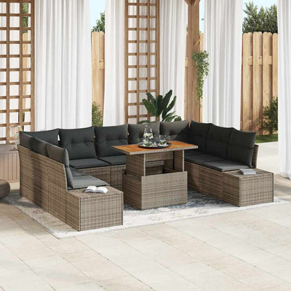Garten Essgruppe mit Kissen 10 pcs Grau und Braun