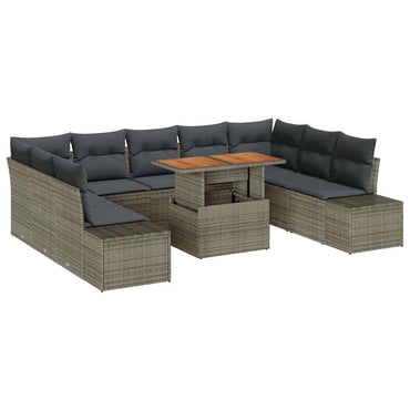 vidaXL Salon de jardin avec coussins 10 pcs Gris et marron