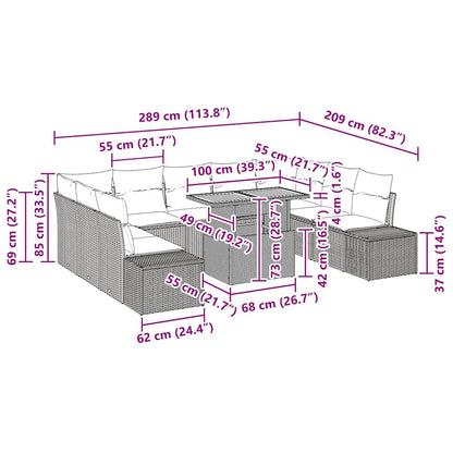 Garten Essgruppe mit Kissen 10 pcs Grau und Braun