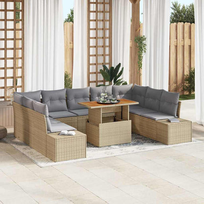 vidaXL Mobilier de jardin avec coussins 10 pcs Beige et gris
