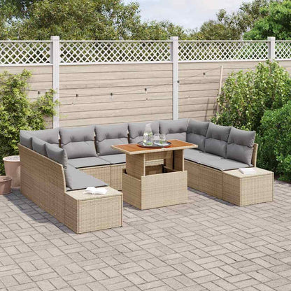 vidaXL Mobilier de jardin avec coussins 10 pcs Beige et gris