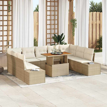 vidaXL Ensemble de salle à manger de jardin avec coussins 10 pcs Beige et Crème