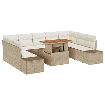 vidaXL Ensemble de salle à manger de jardin avec coussins 10 pcs Beige et Crème