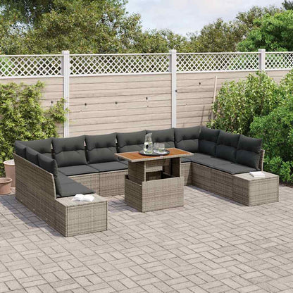 Garten-Sofa-Set mit Kissen mit Kissen 11 pcs Grau und Braun