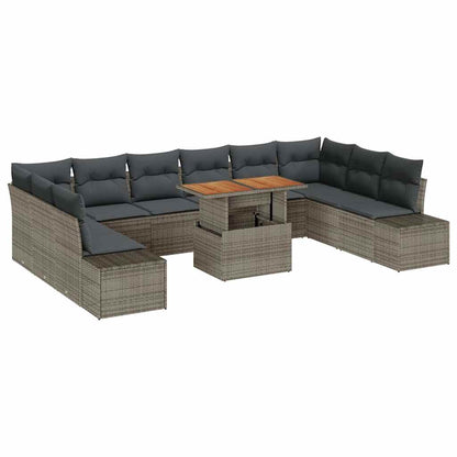 Garten-Sofa-Set mit Kissen mit Kissen 11 pcs Grau und Braun