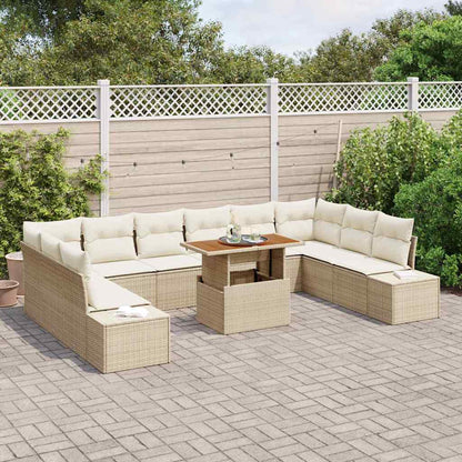 vidaXL Garten-Sofa-Set mit Kissen mit Kissen 11 pcs Beige und Creme