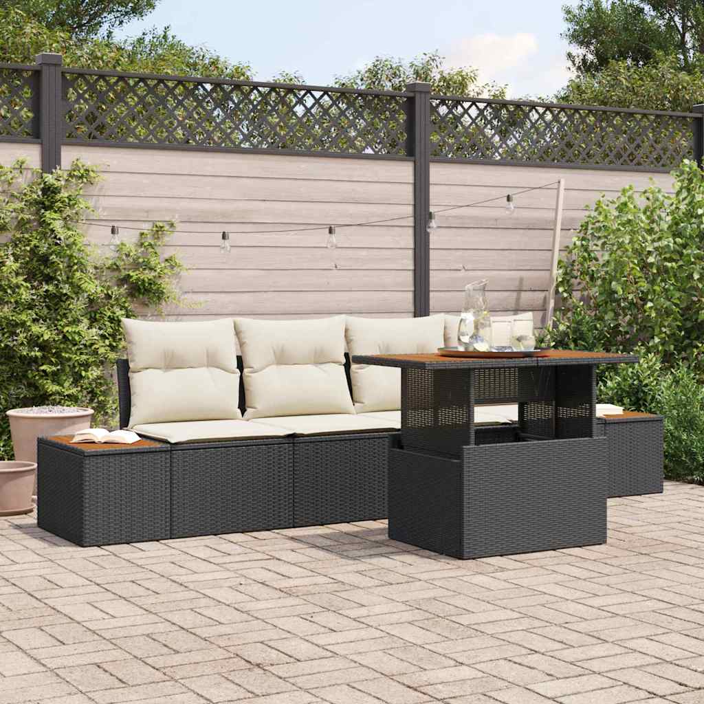 Garten Essgruppe mit Kissen 5 pcs Schwarz und Beige
