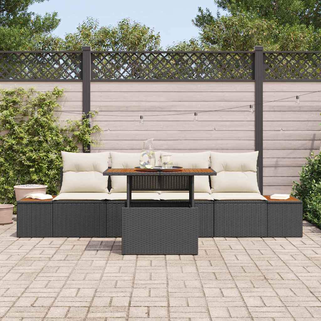 Garten Essgruppe mit Kissen 5 pcs Schwarz und Beige