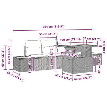 Garten Essgruppe mit Kissen 5 pcs Beige und Grau