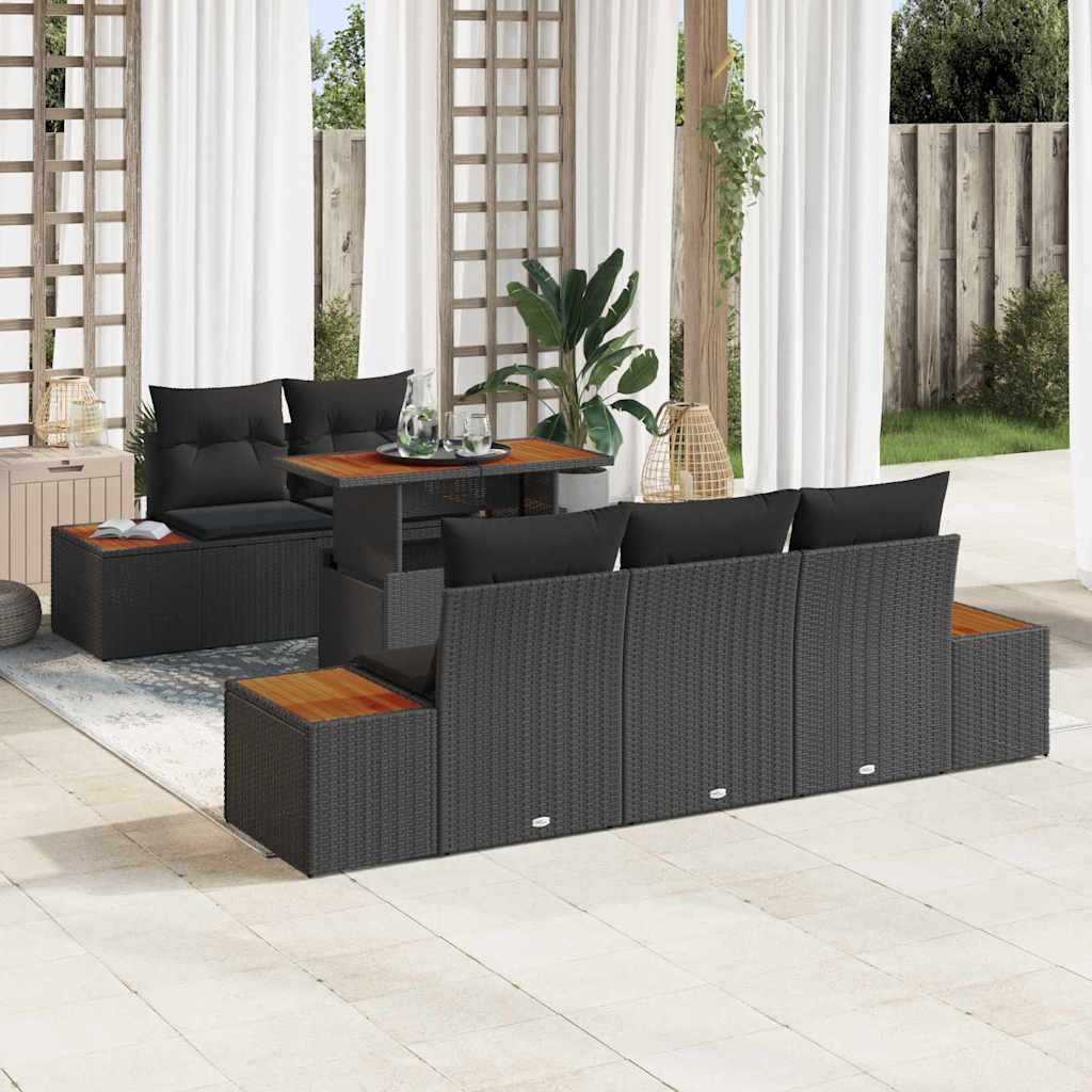 vidaXL Garten Essgruppe mit Kissen 6 pcs Schwarz und Braun