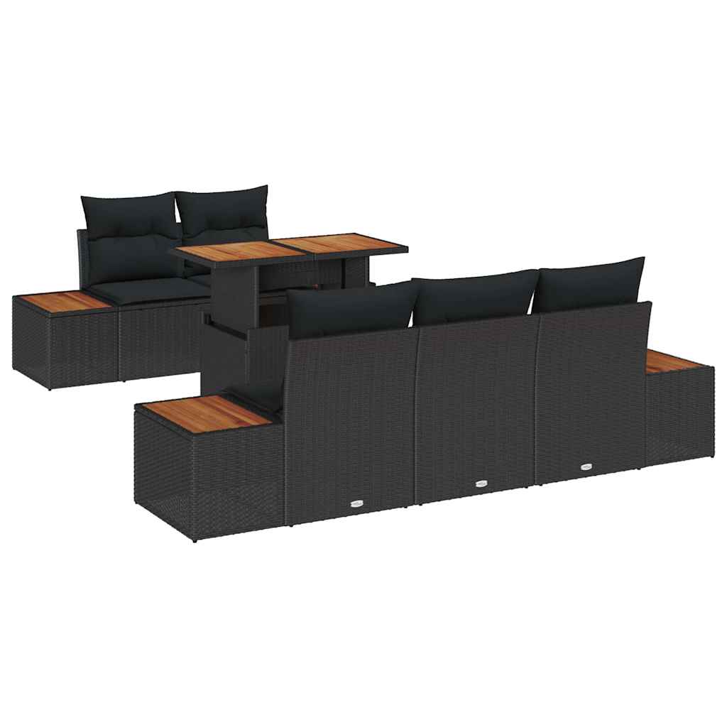 vidaXL Garten Essgruppe mit Kissen 6 pcs Schwarz und Braun