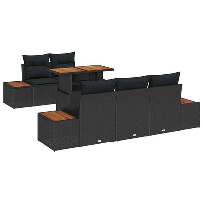 vidaXL Garten Essgruppe mit Kissen 6 pcs Schwarz und Braun