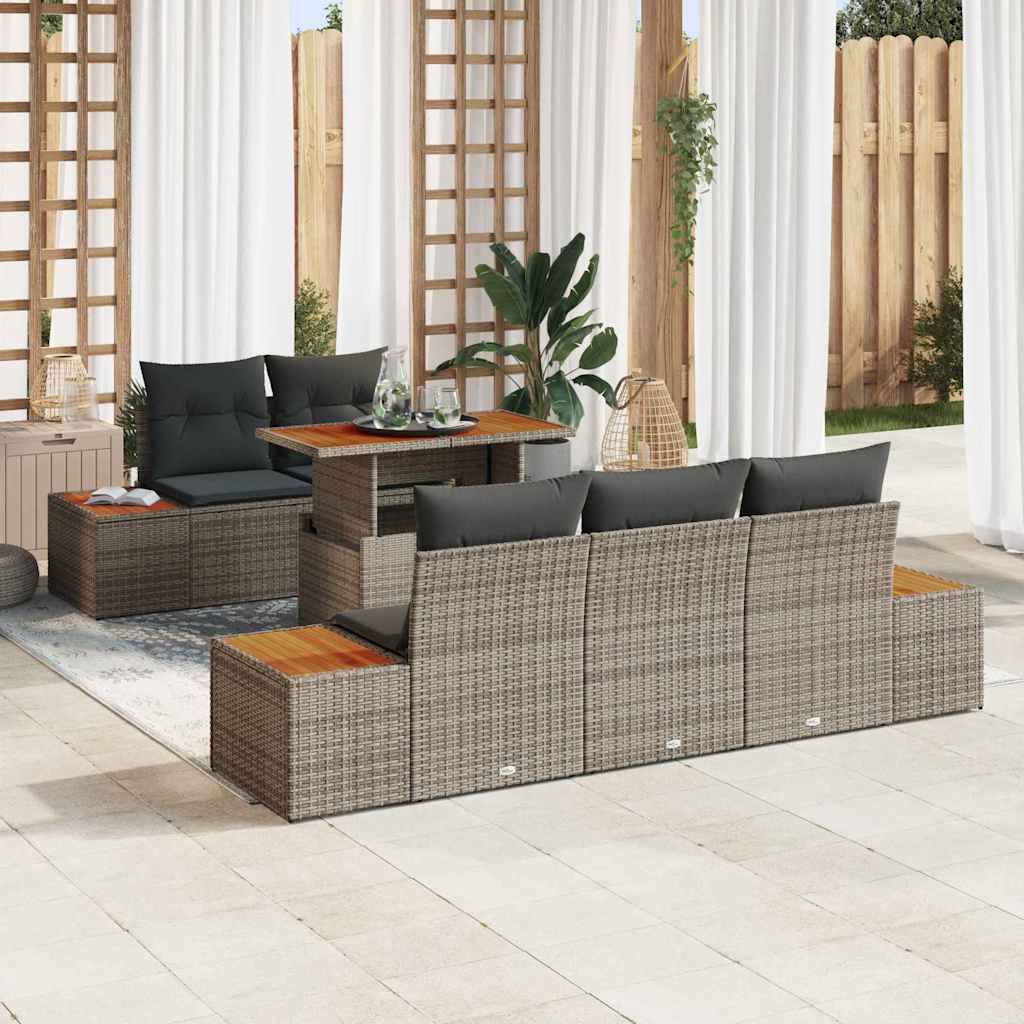 Garten Essgruppe mit Kissen 6 pcs Grau und Braun