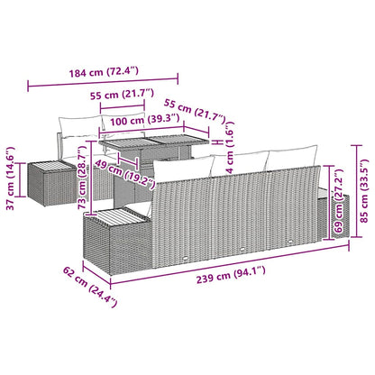 Garten Essgruppe mit Kissen 6 pcs Grau und Braun
