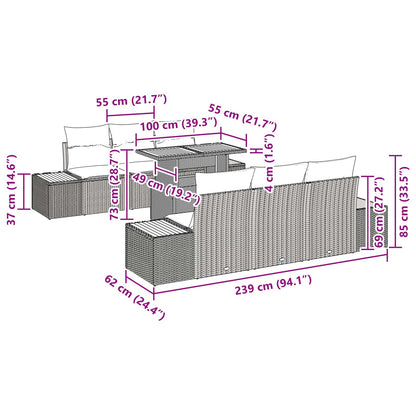 vidaXL Garten Essgruppe mit Kissen 7 pcs Schwarz und Braun