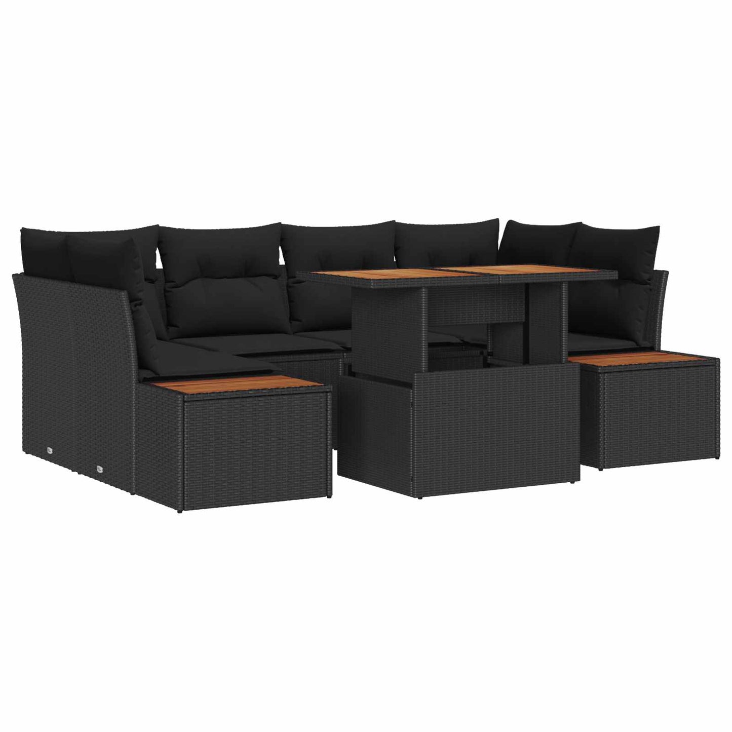 Garten Essgruppe mit Kissen 9 pcs Schwarz und Braun