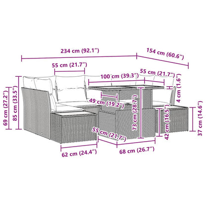 Garten Essgruppe mit Kissen 9 pcs Grau und Braun
