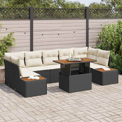 Garten Essgruppe mit Kissen 8 pcs Schwarz und Beige