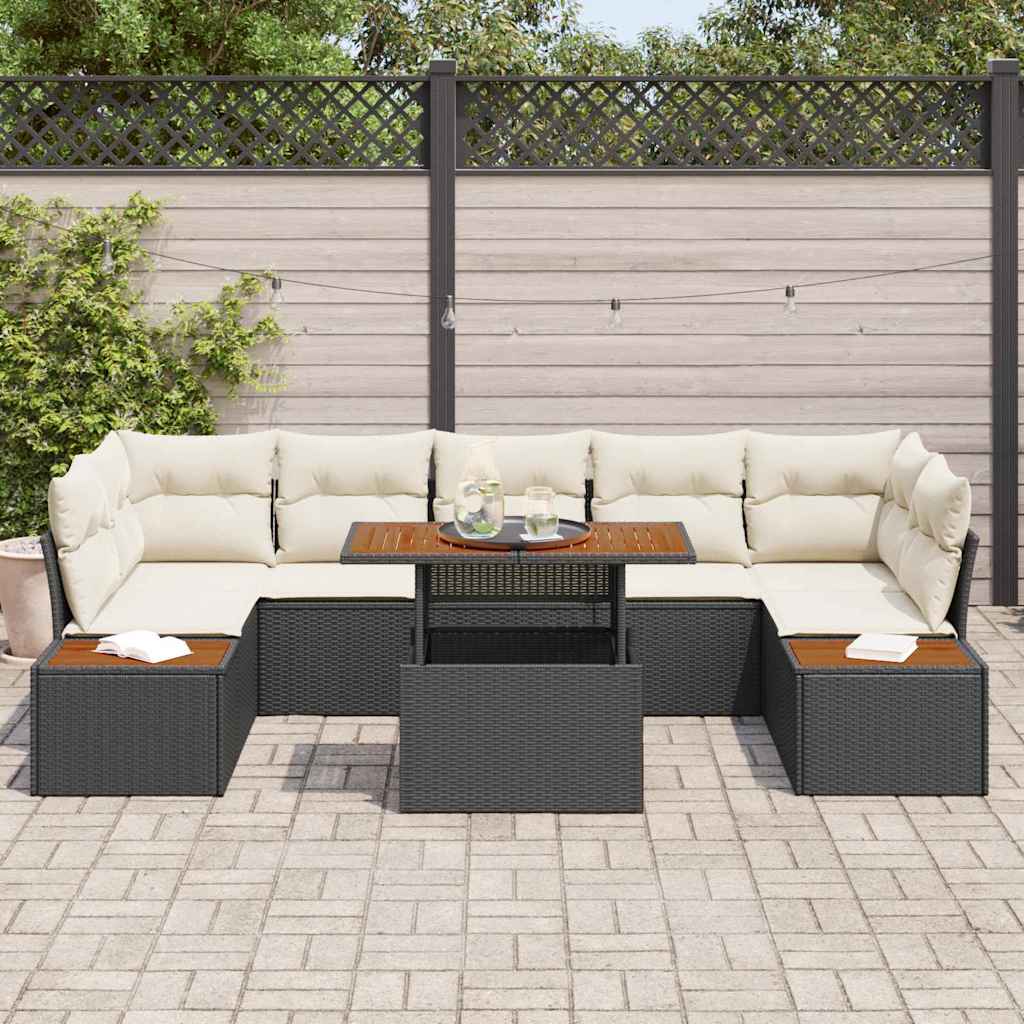 Garten Essgruppe mit Kissen 8 pcs Schwarz und Beige
