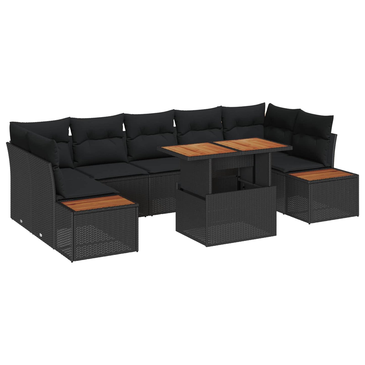 vidaXL Garten Essgruppe mit Kissen 8 pcs Schwarz und Braun