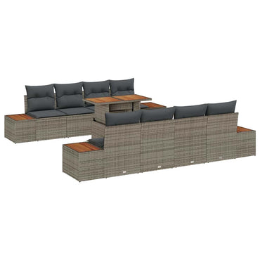 vidaXL Garten Essgruppe mit Kissen 9 pcs Grau und Braun