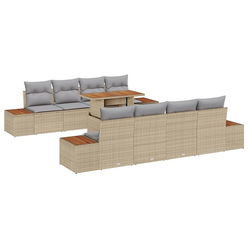 vidaXL Garten Essgruppe mit Kissen 9 pcs Beige und Grau