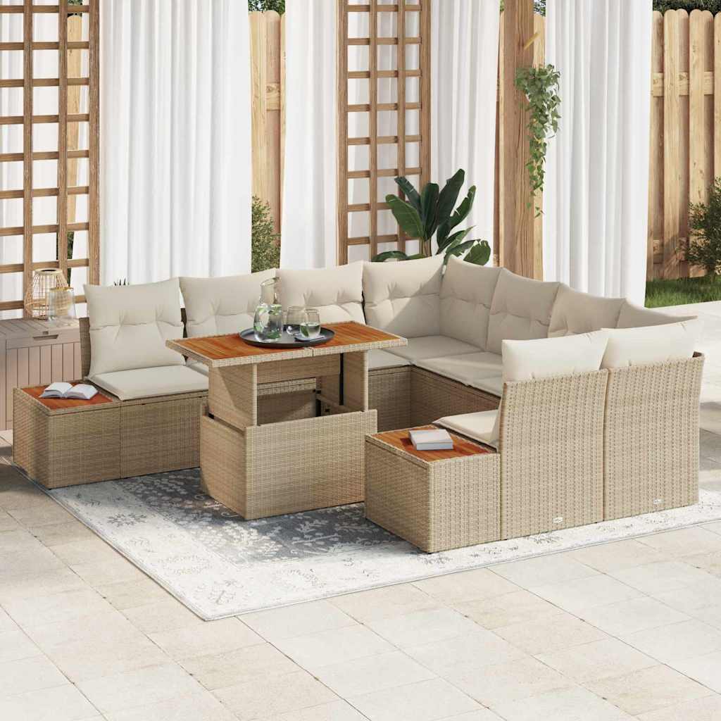 Garten Essgruppe mit Kissen 9 pcs Beige und Creme