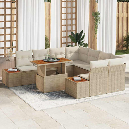 Garten Essgruppe mit Kissen 9 pcs Beige und Creme