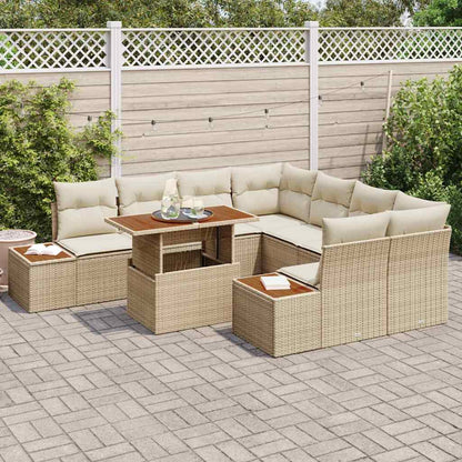 Garten Essgruppe mit Kissen 9 pcs Beige und Creme