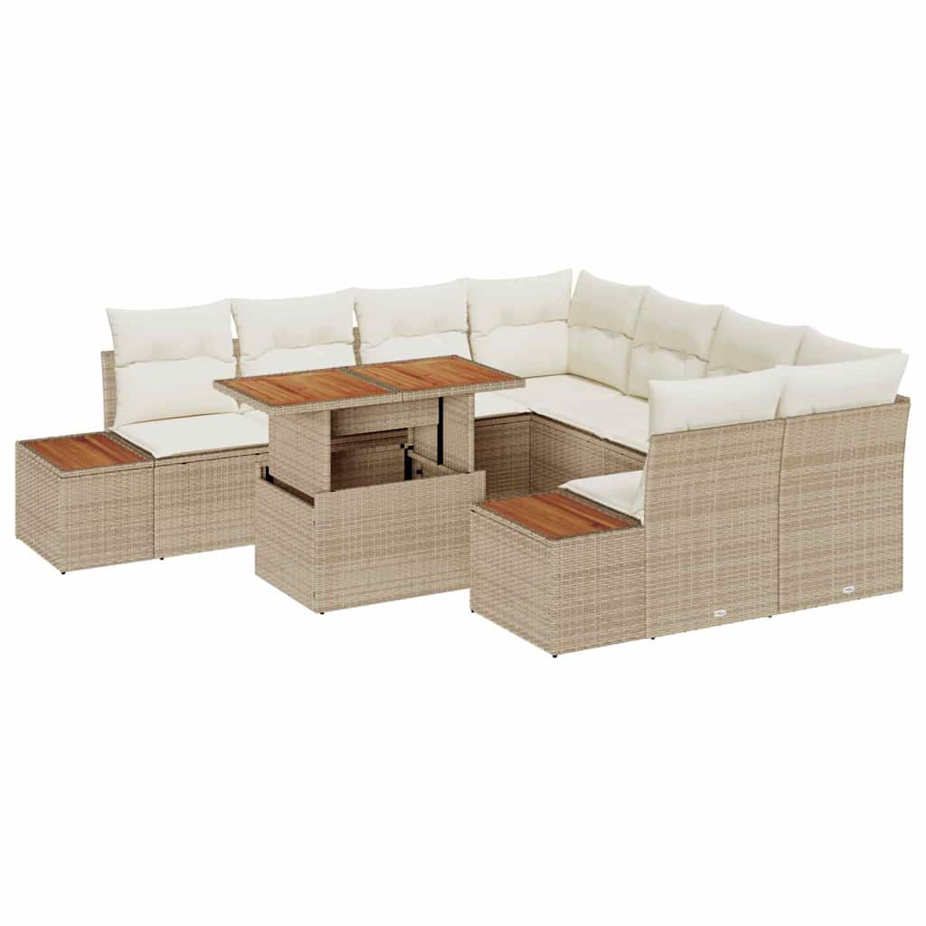 Garten Essgruppe mit Kissen 9 pcs Beige und Creme