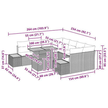 Garten Essgruppe mit Kissen 9 pcs Beige und Creme