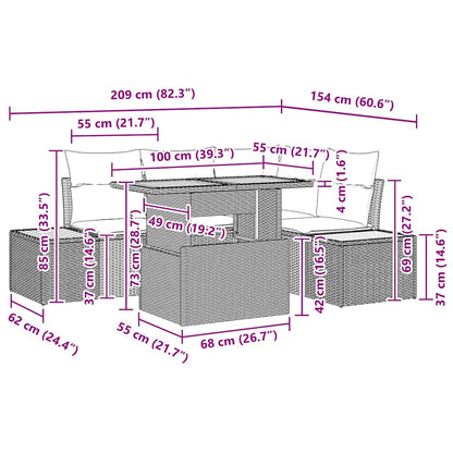 Garten Essgruppe mit Kissen 5 pcs Schwarz und Beige