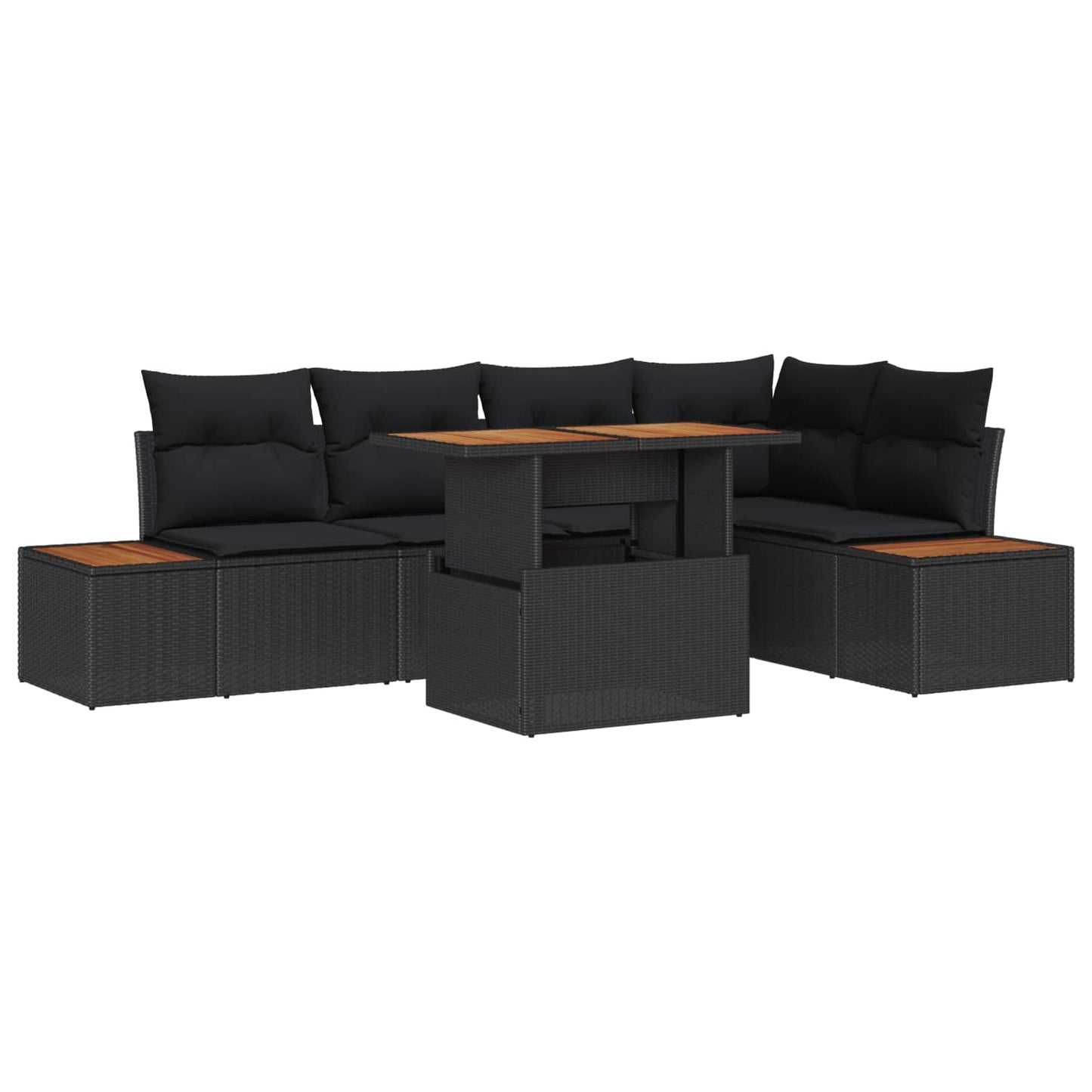 vidaXL Garten Essgruppe mit Kissen 6 pcs Schwarz und Braun