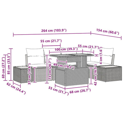 Garten Essgruppe mit Kissen 6 pcs Beige und Grau