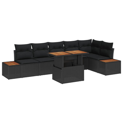 Garten Essgruppe mit Kissen 7 pcs Schwarz und Braun