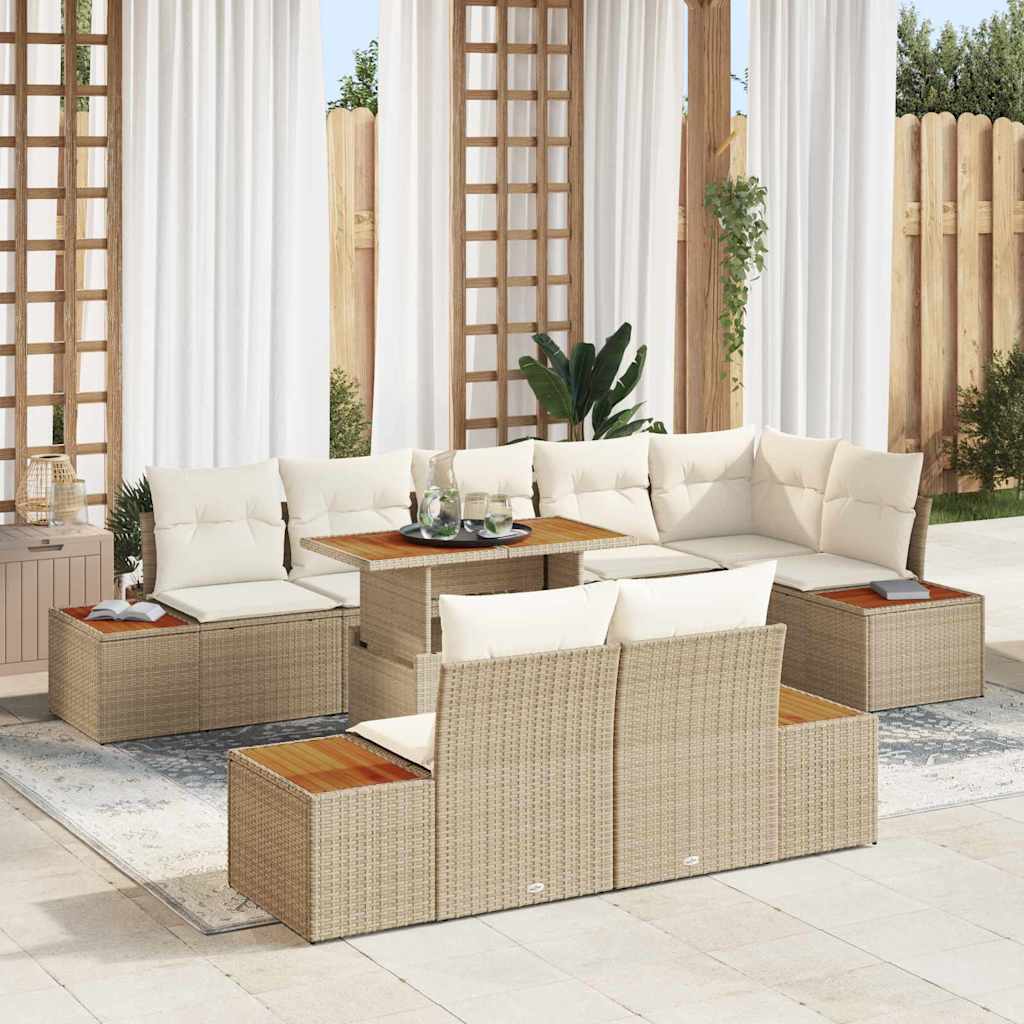 Garten Essgruppe mit Kissen 9 pcs Beige und Creme