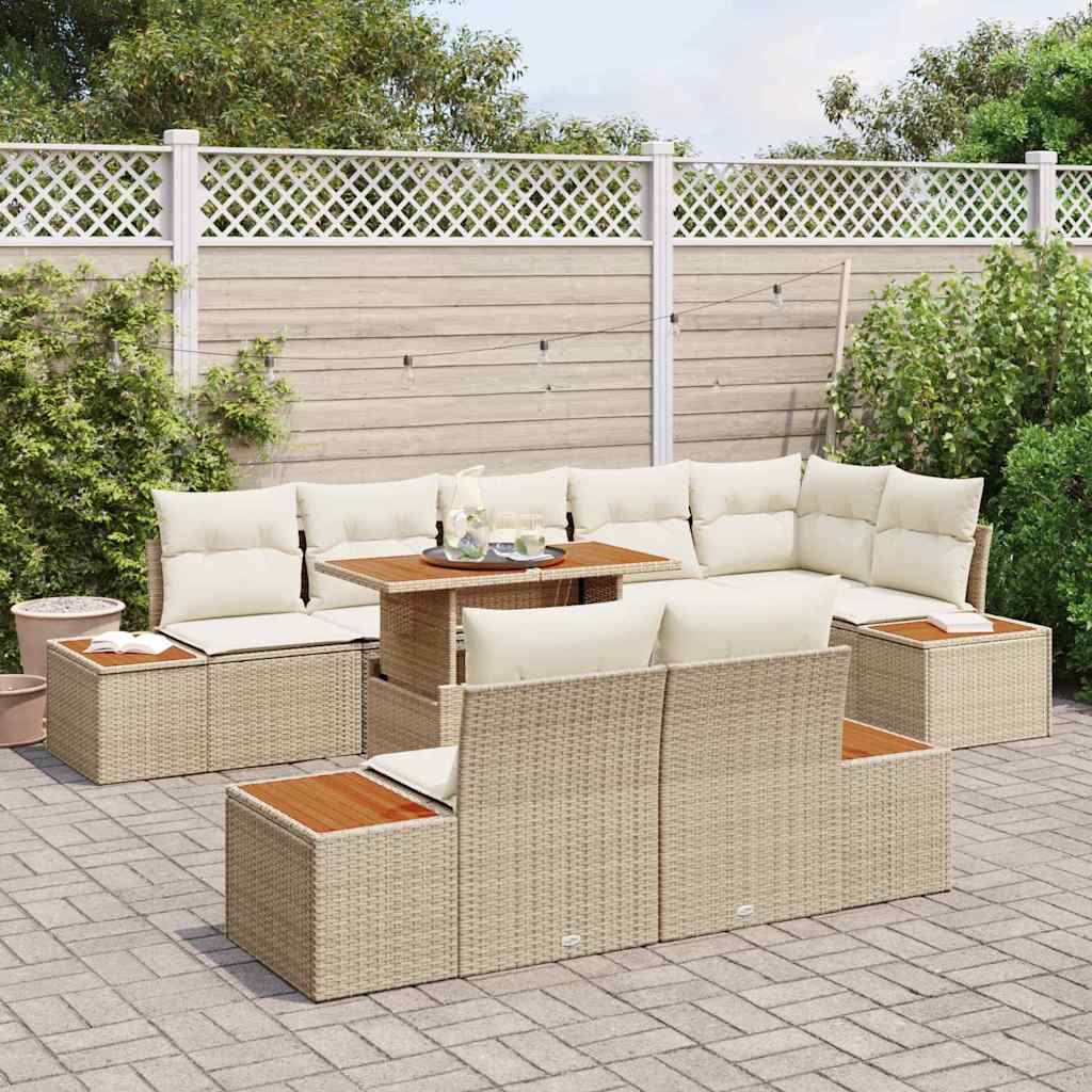 Garten Essgruppe mit Kissen 9 pcs Beige und Creme