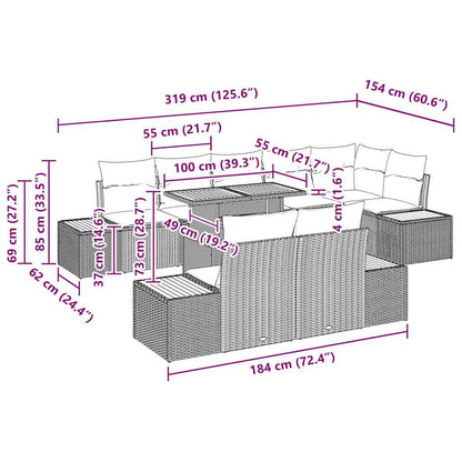 Garten Essgruppe mit Kissen 9 pcs Beige und Creme