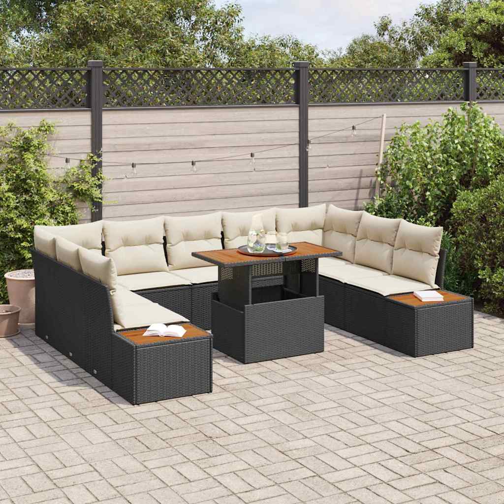 Garten Essgruppe mit Kissen 10 pcs Schwarz und Beige