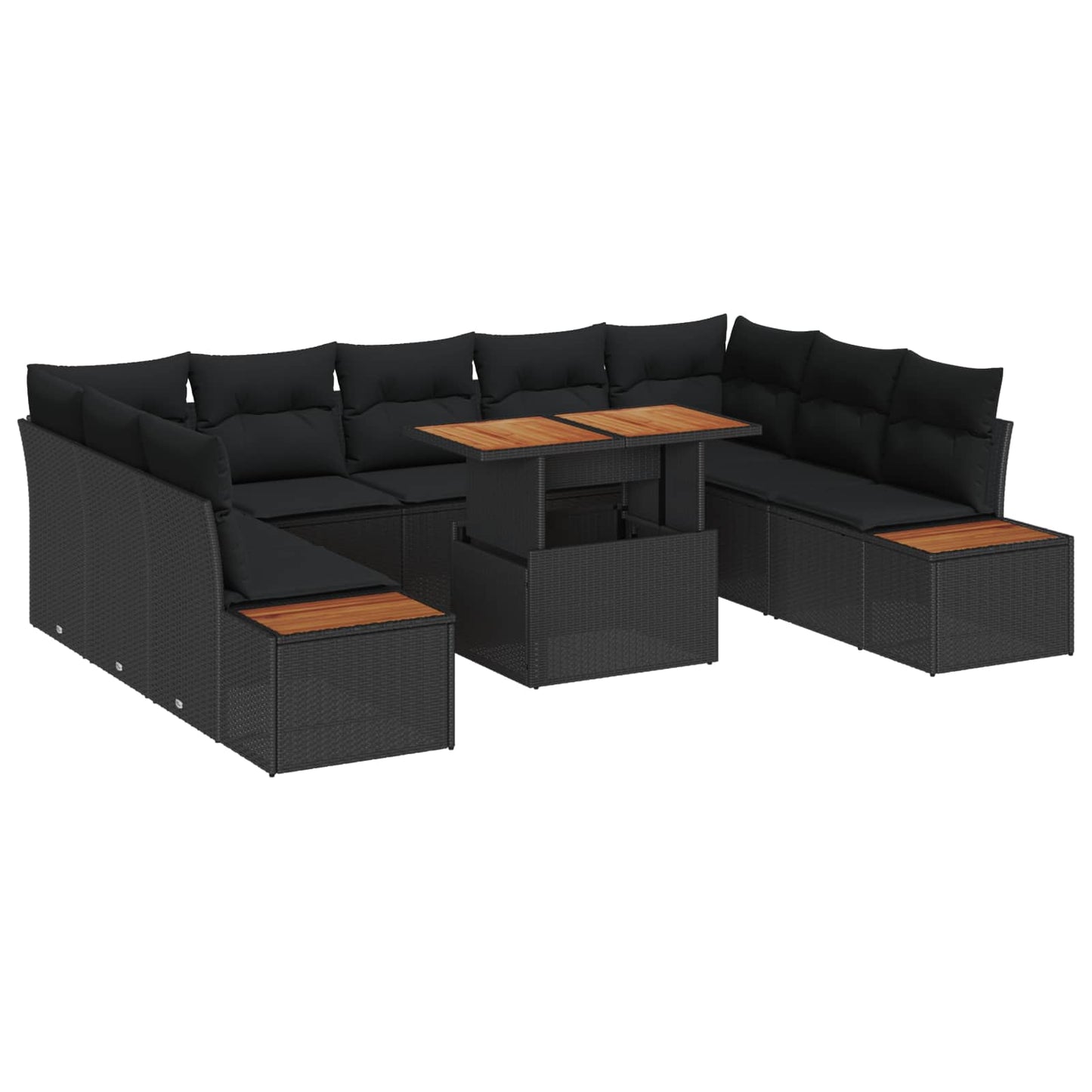 vidaXL Garten Essgruppe mit Kissen 10 pcs Schwarz und Braun