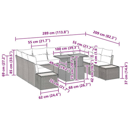 Garten Essgruppe mit Kissen 10 pcs Beige und Creme