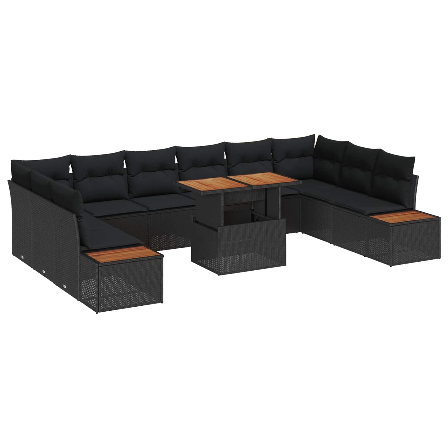 vidaXL Garten Essgruppe mit Kissen 11 pcs Schwarz und Braun
