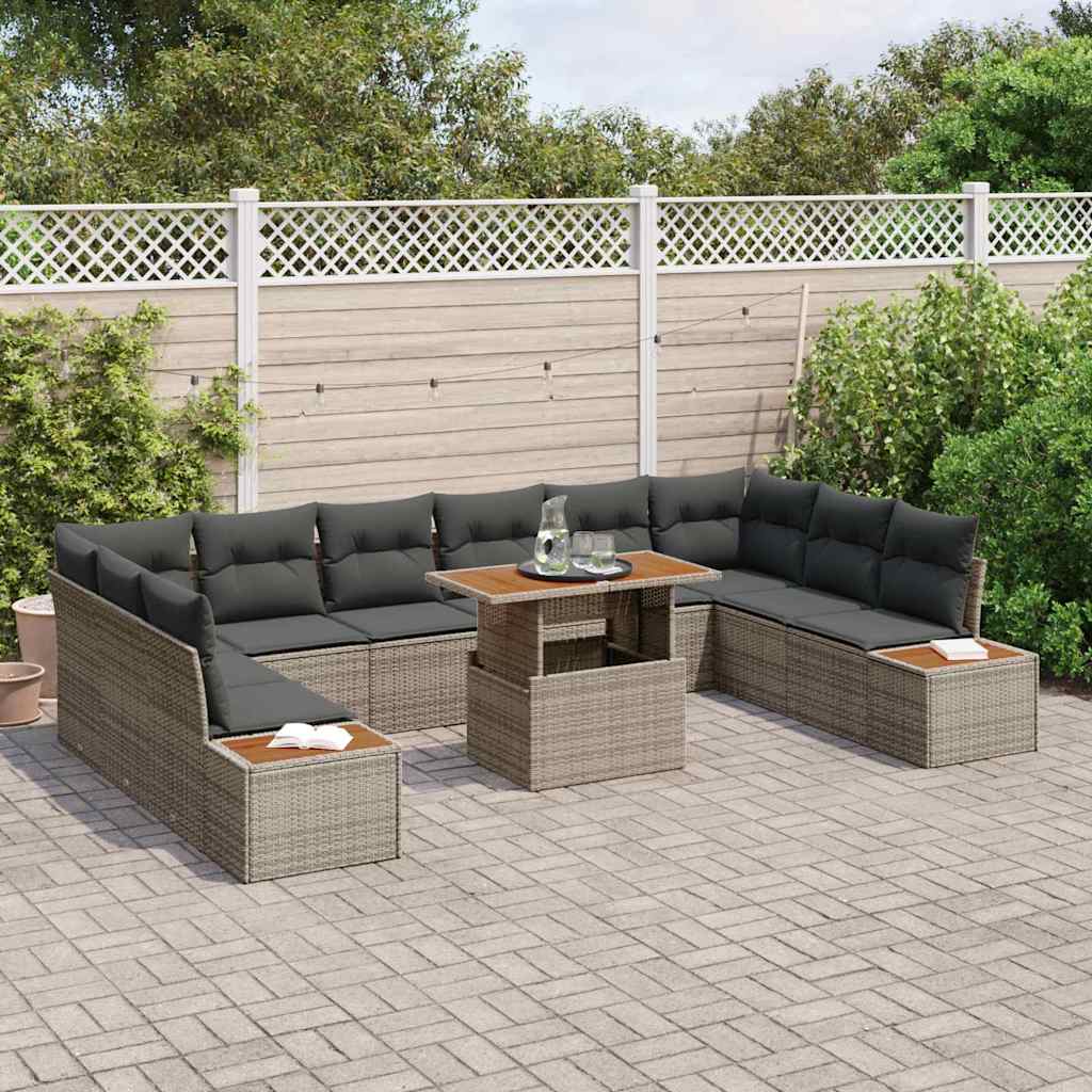 Garten Essgruppe mit Kissen 11 pcs Grau und Braun