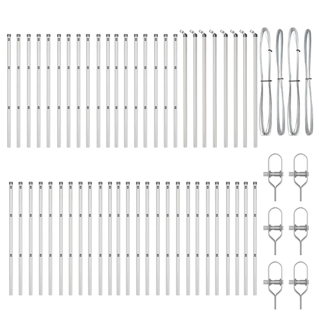 Zaunpfosten 52 pcs Grau 3,2 x 3,2 x 100 cm