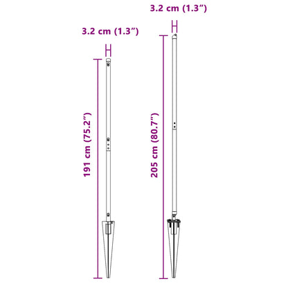 Zaunpfosten 52 pcs Grau 3,2 x 3,2 x 205 cm